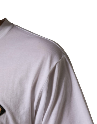 White Leopard Print DG Logo MenCotton T-shirt
