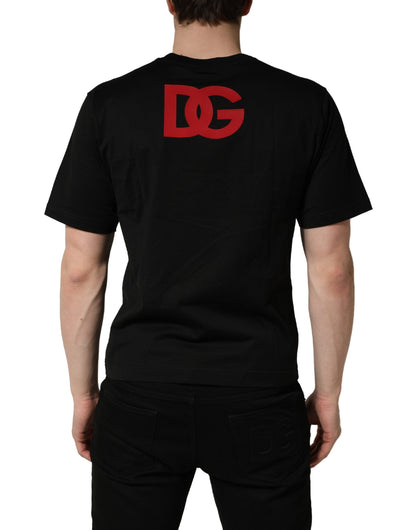 Black Cotton Jersey Logo Patch Crew Neck T-shirt
