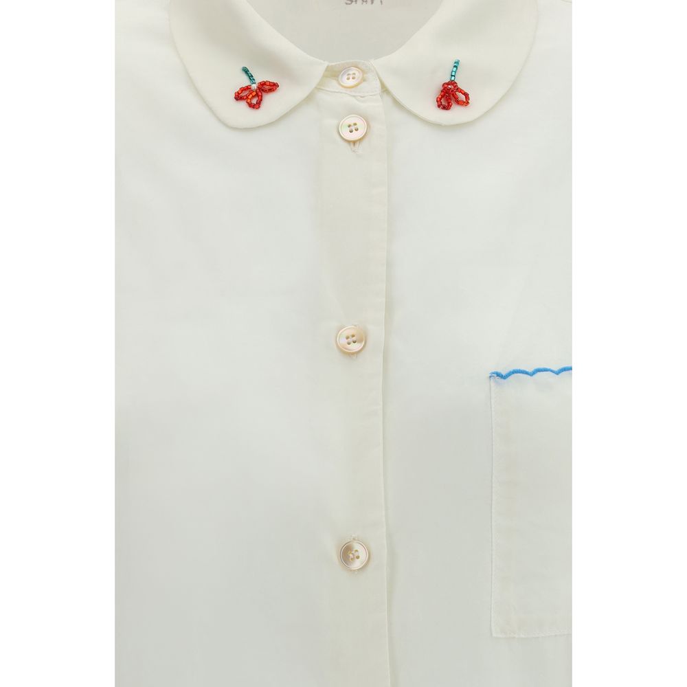 White Silk Pattern Shirt