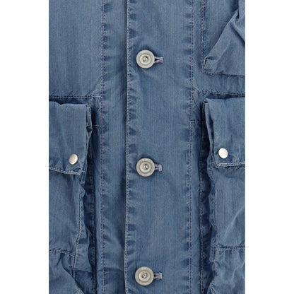Blue Cotton Full-Length Jacket