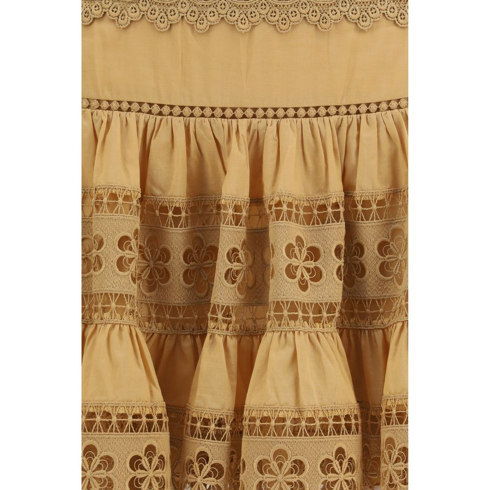 Brown Cotton Mini Skirt