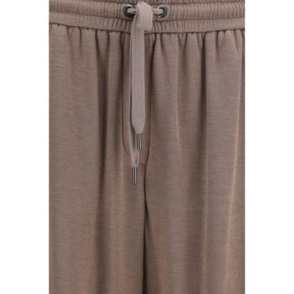 Brown Cotton Casual Pants
