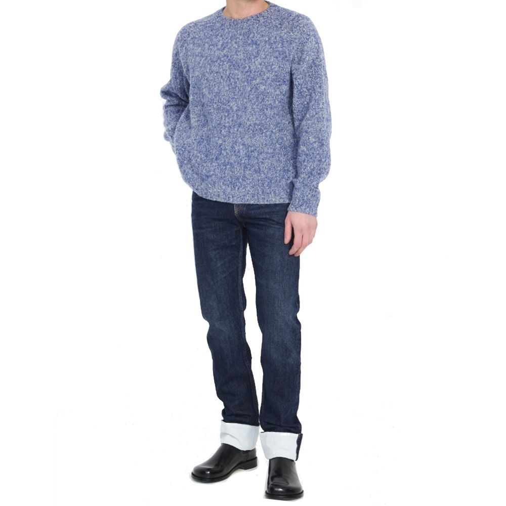 Blue Cotton Straight-Leg Jeans