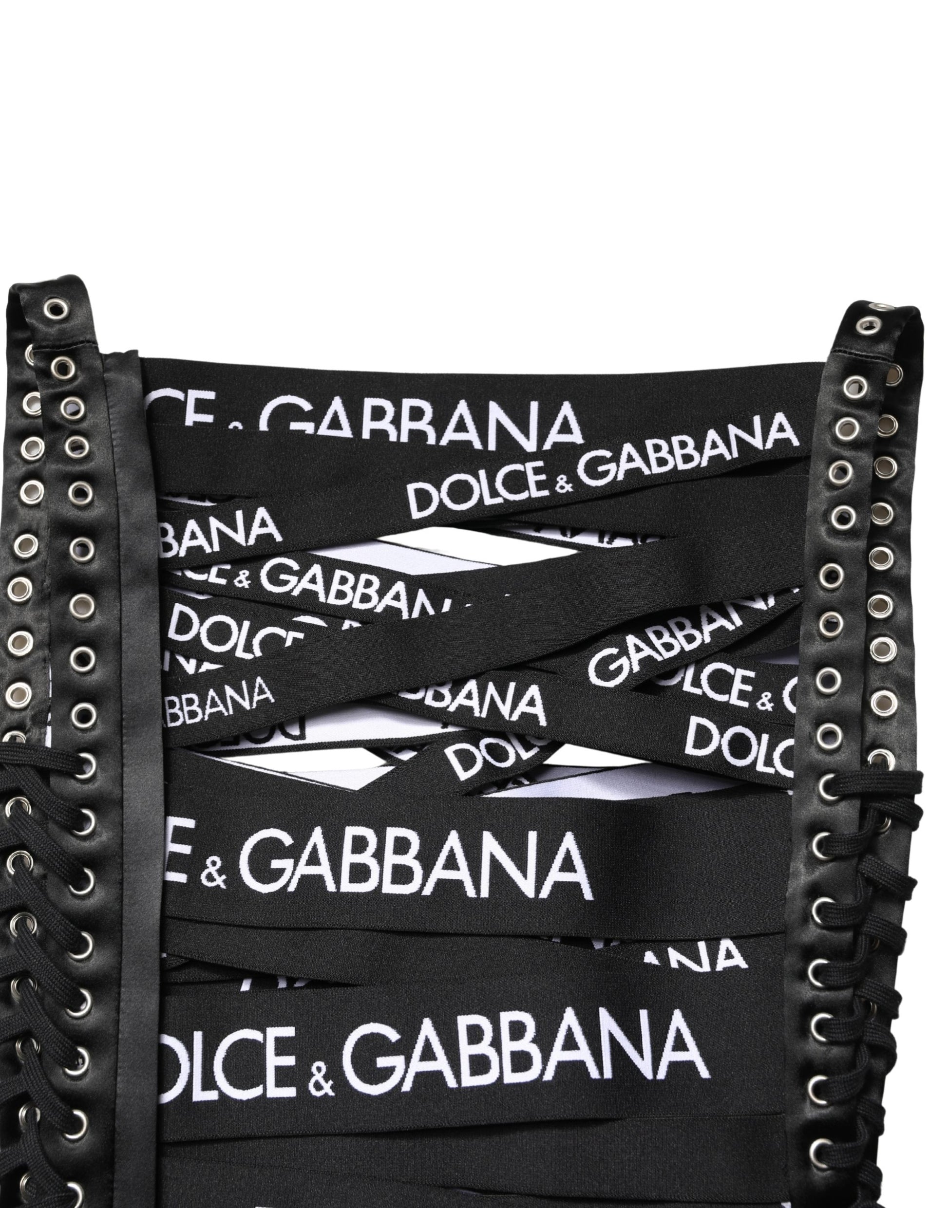 Black Logo Tape Cutout Bodycon Sheath Dress