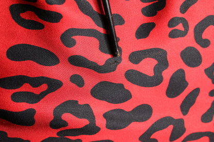 Red Leopard Print Silk Side Slit Maxi Dress