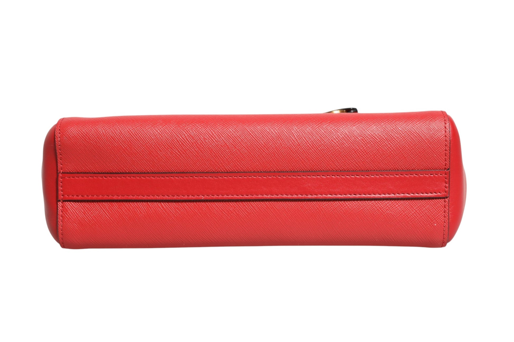 Red Saffiano Lux and Soft Leather Small Tote
