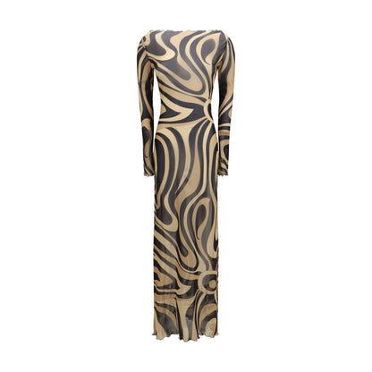 Beige Polyamide Long Dress