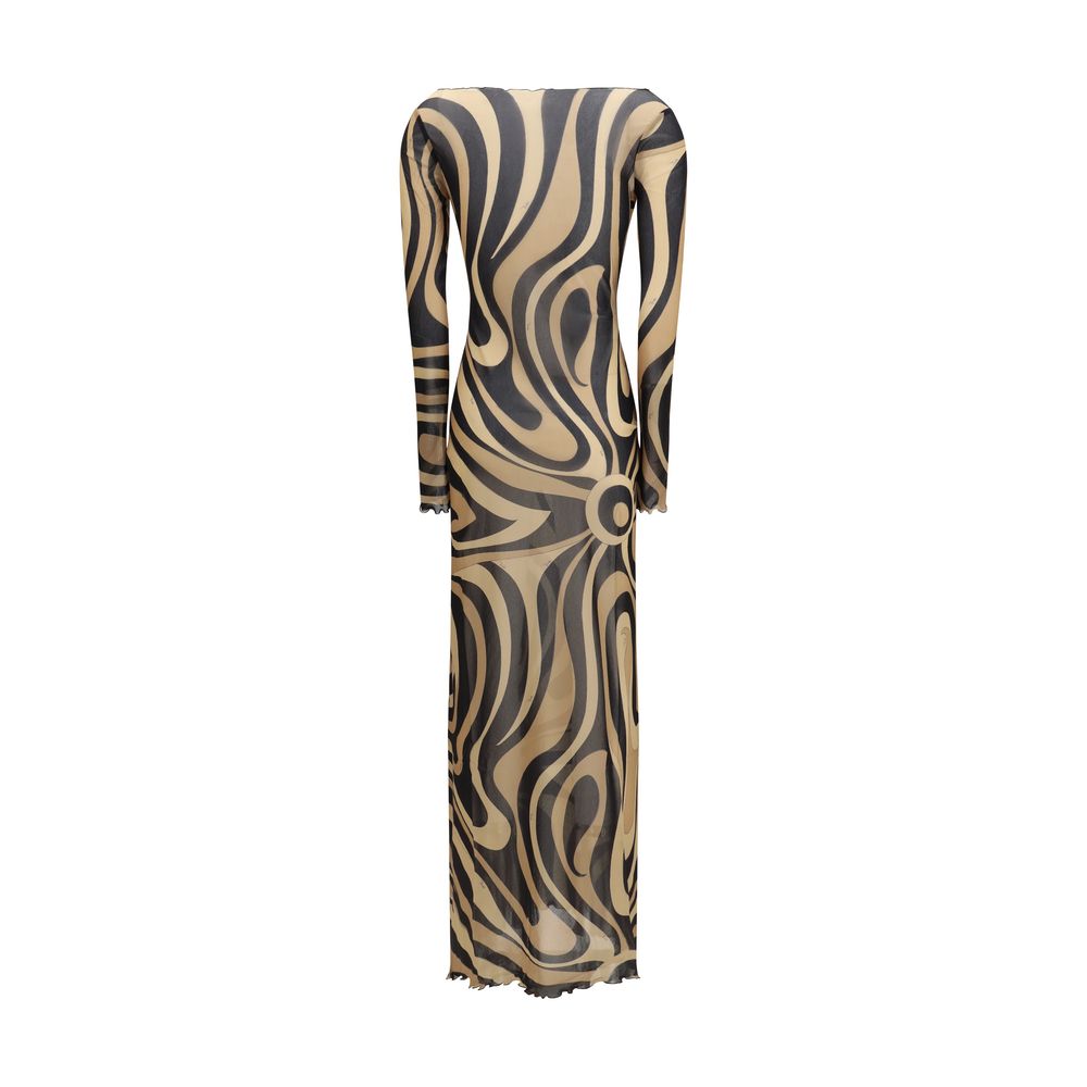 Beige Polyamide Long Dress