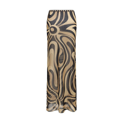 Beige Polyamide Long Skirt