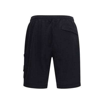 Black Cotton Bermuda Shorts