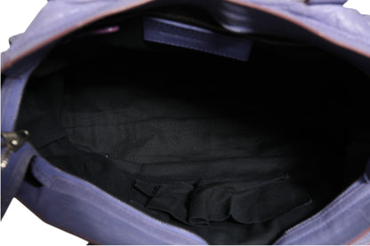 Purple Leather City Bag With Hardware