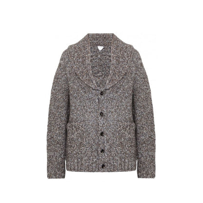 Gray Alpaca Leather Cardigan