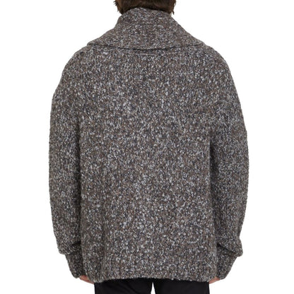 Gray Alpaca Leather Cardigan