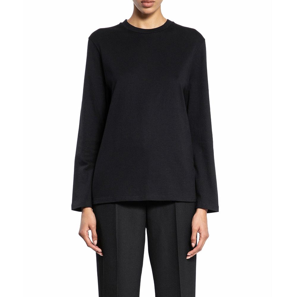 Black Cotton Long Sleeve T-Shirt