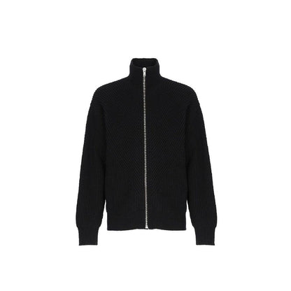Black Alpaca Leather Cardigan