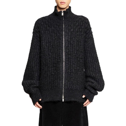 Black Alpaca Leather Cardigan