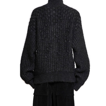 Black Alpaca Leather Cardigan
