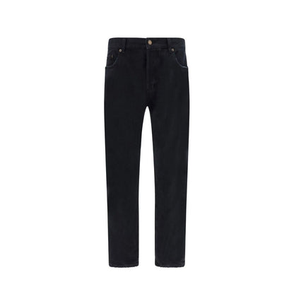 Black Cotton Straight-Leg Jeans