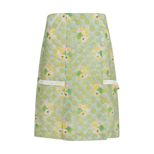 Multicolor Silk Midi Skirt