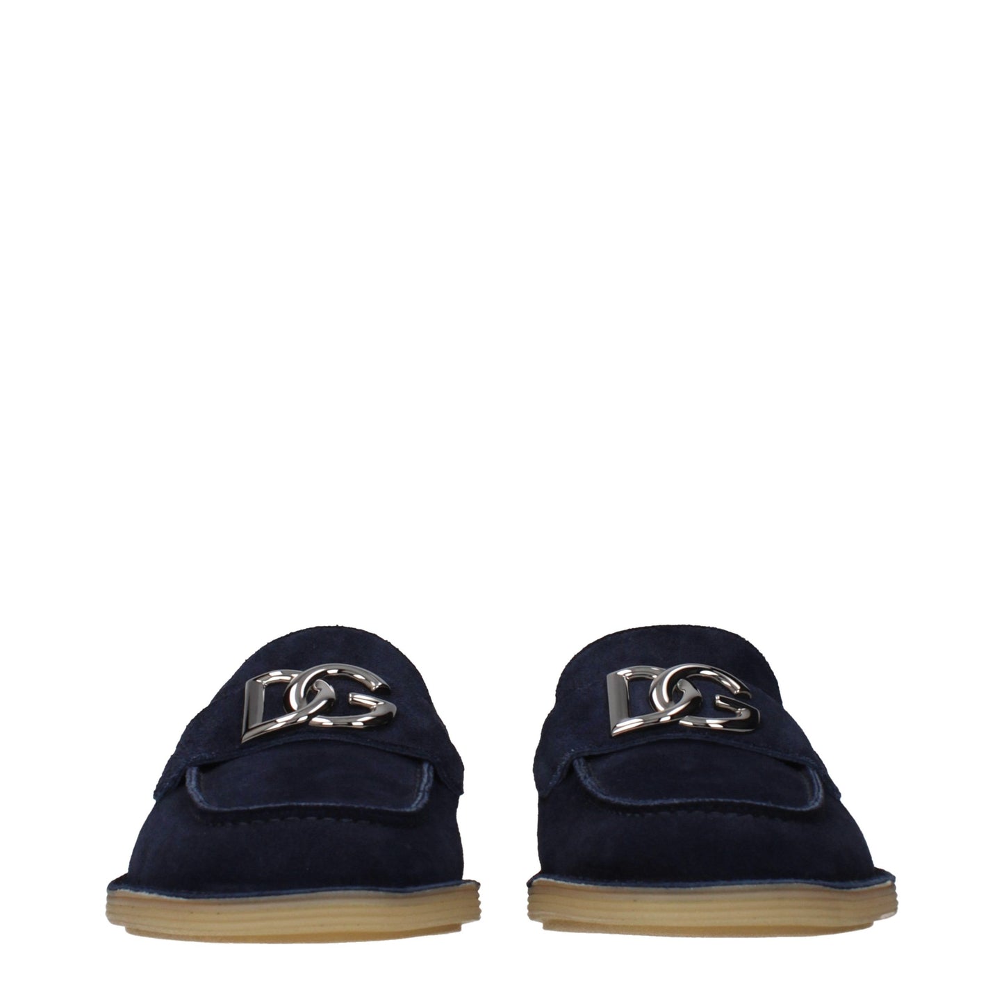 Blue Leather Slip-On Loafers