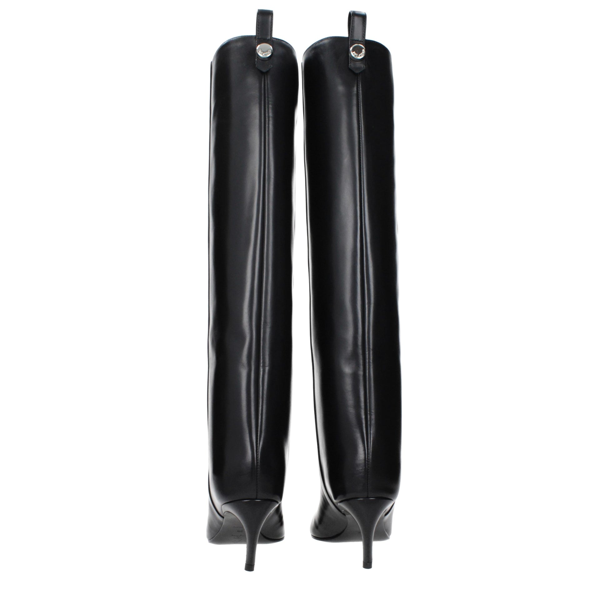 Black Leather High Heel Boots