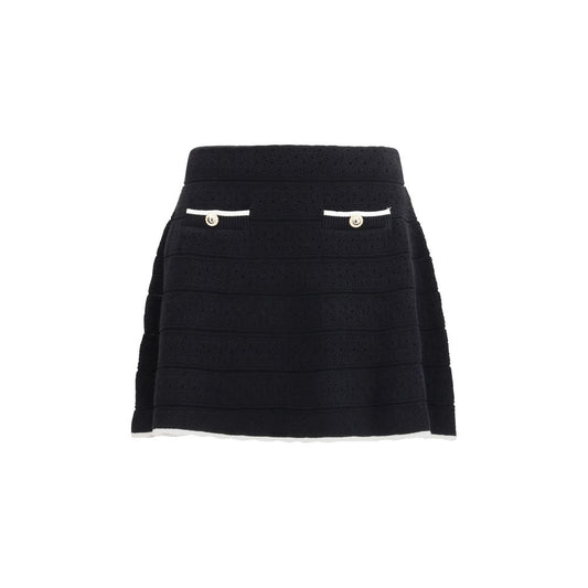 Black Cotton Mini Skirt