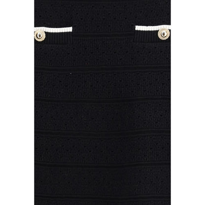 Black Cotton Mini Skirt