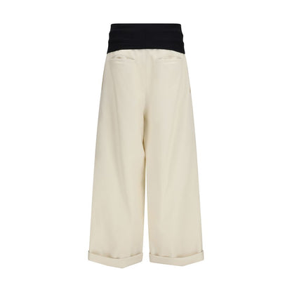 Beige Cotton Casual Pants