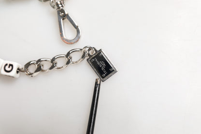 Silver Brass Chain Dice DG Logo EmbellishedCharm Bracelet