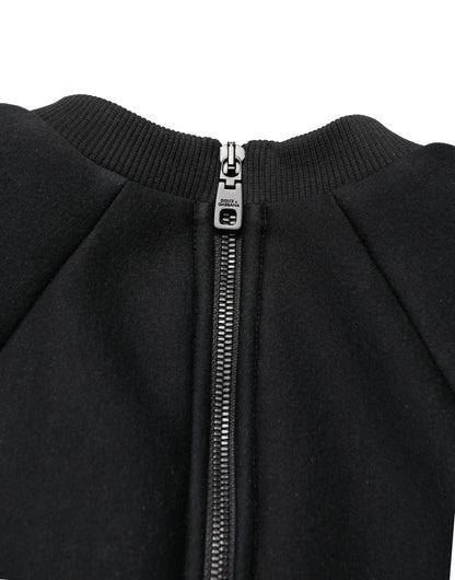 Black Cropped ZipperBack Sweatshirt Sweater