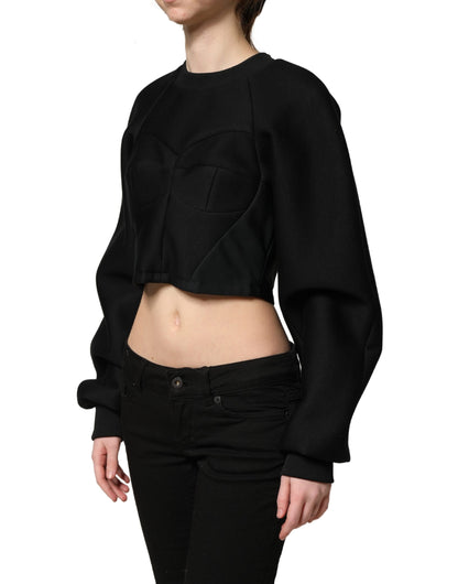 Black Cropped ZipperBack Sweatshirt Sweater