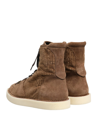 Brown Corduroy High Top Oxford Boots