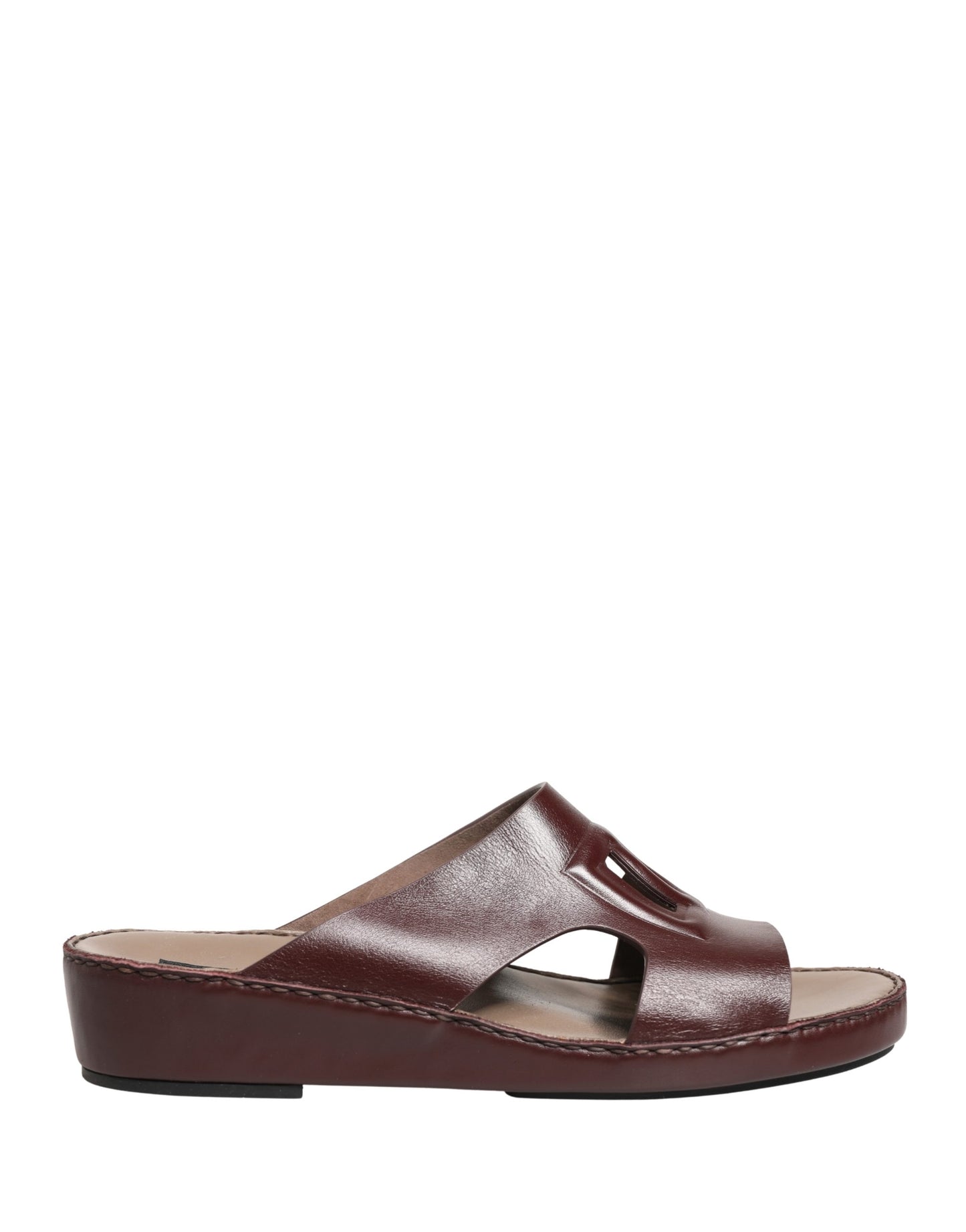 Maroon Leather Cutout DG Logo Sandals Shoes