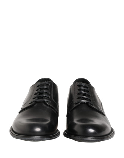 Black Calfskin Leather Derby Men Dress Shoes