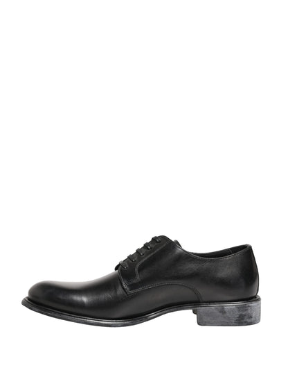 Black Calfskin Leather Derby Men Dress Shoes