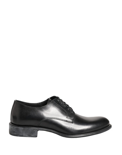 Black Calfskin Leather Derby Men Dress Shoes