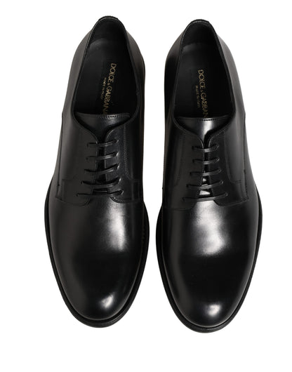 Black Calfskin Leather Derby Men Dress Shoes