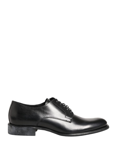 Black Calfskin Leather Derby Men Dress Shoes