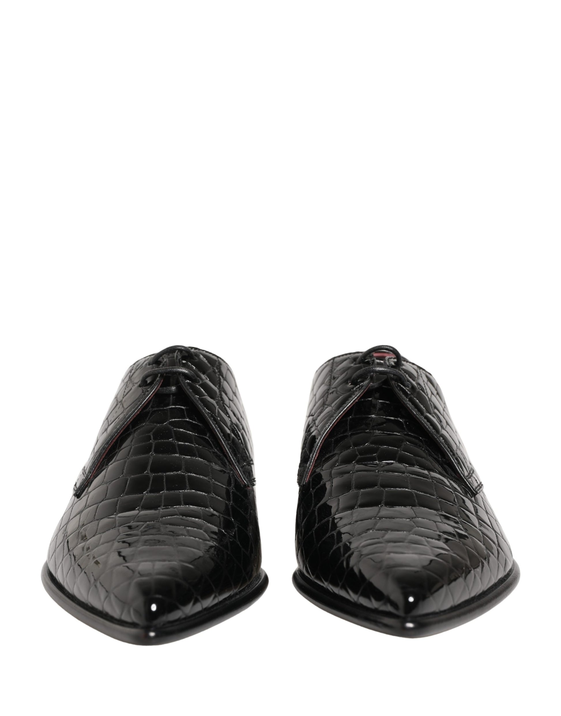 Black Exotic Leather Derby Men Dress Shoes