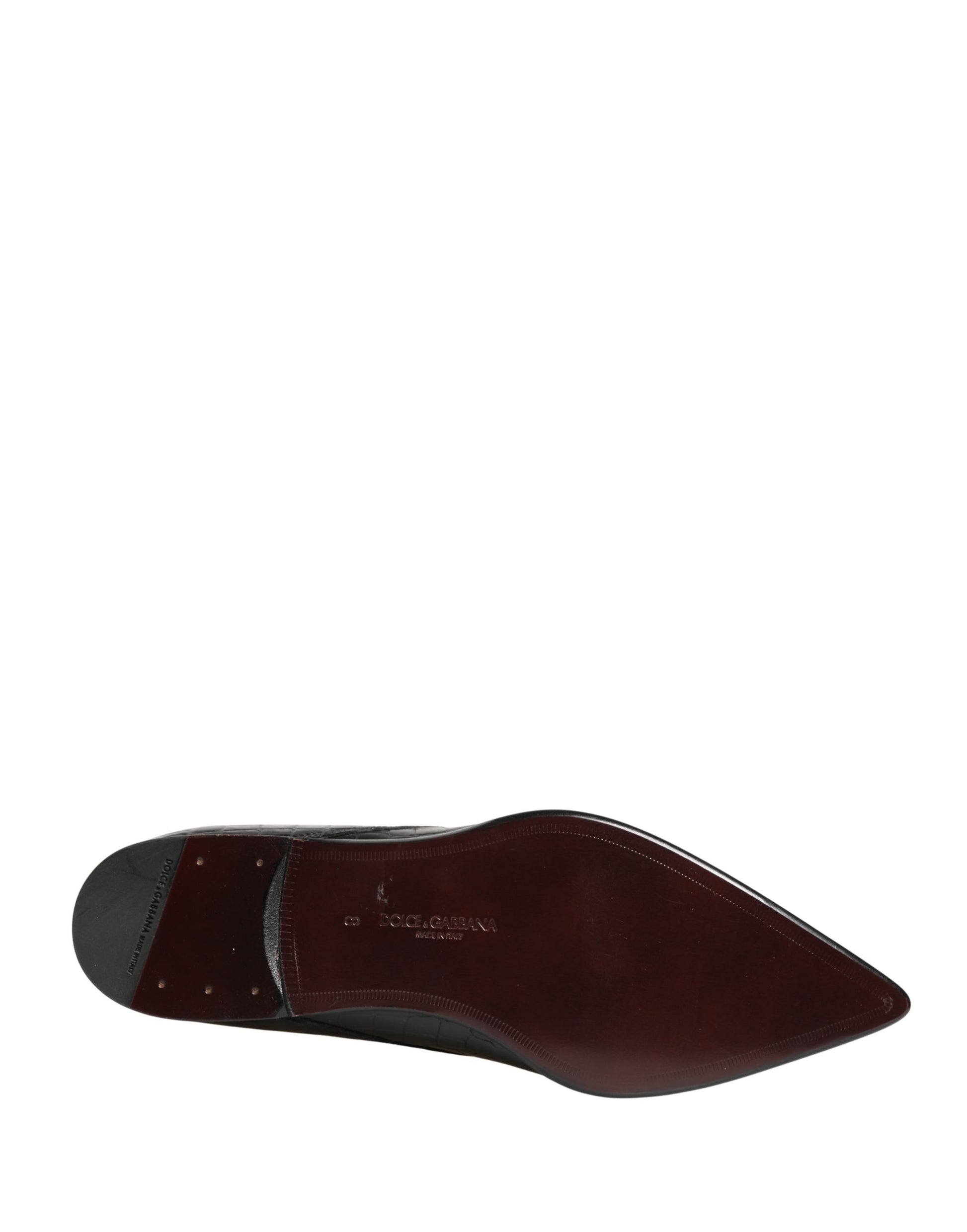 Black Exotic Leather Derby Men Dress Shoes