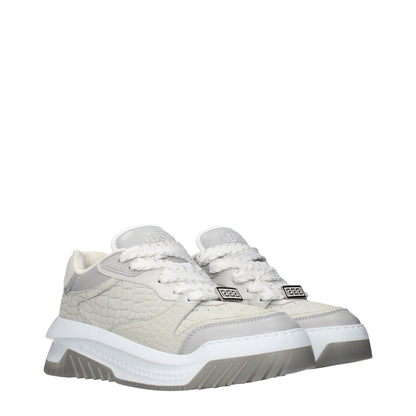 Gray Leather Low Top Sneakers
