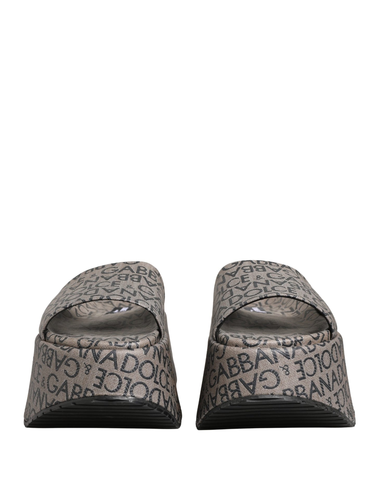 Gray Leather Monogram Logo Sandals Shoes