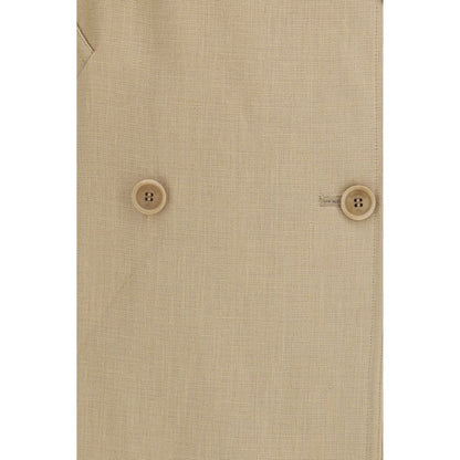 Beige Linen Sleveless Jacket