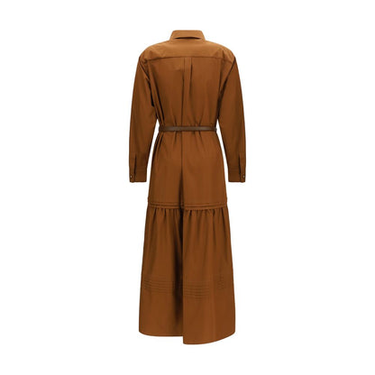 Brown Cotton Casual Dress