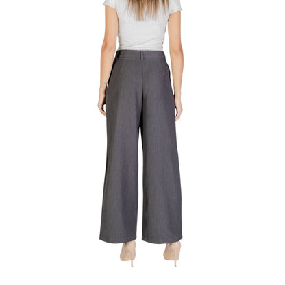 Gray Polyester Casual Pants