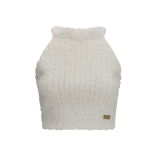 White Viscose Sleeveles T-Shirt