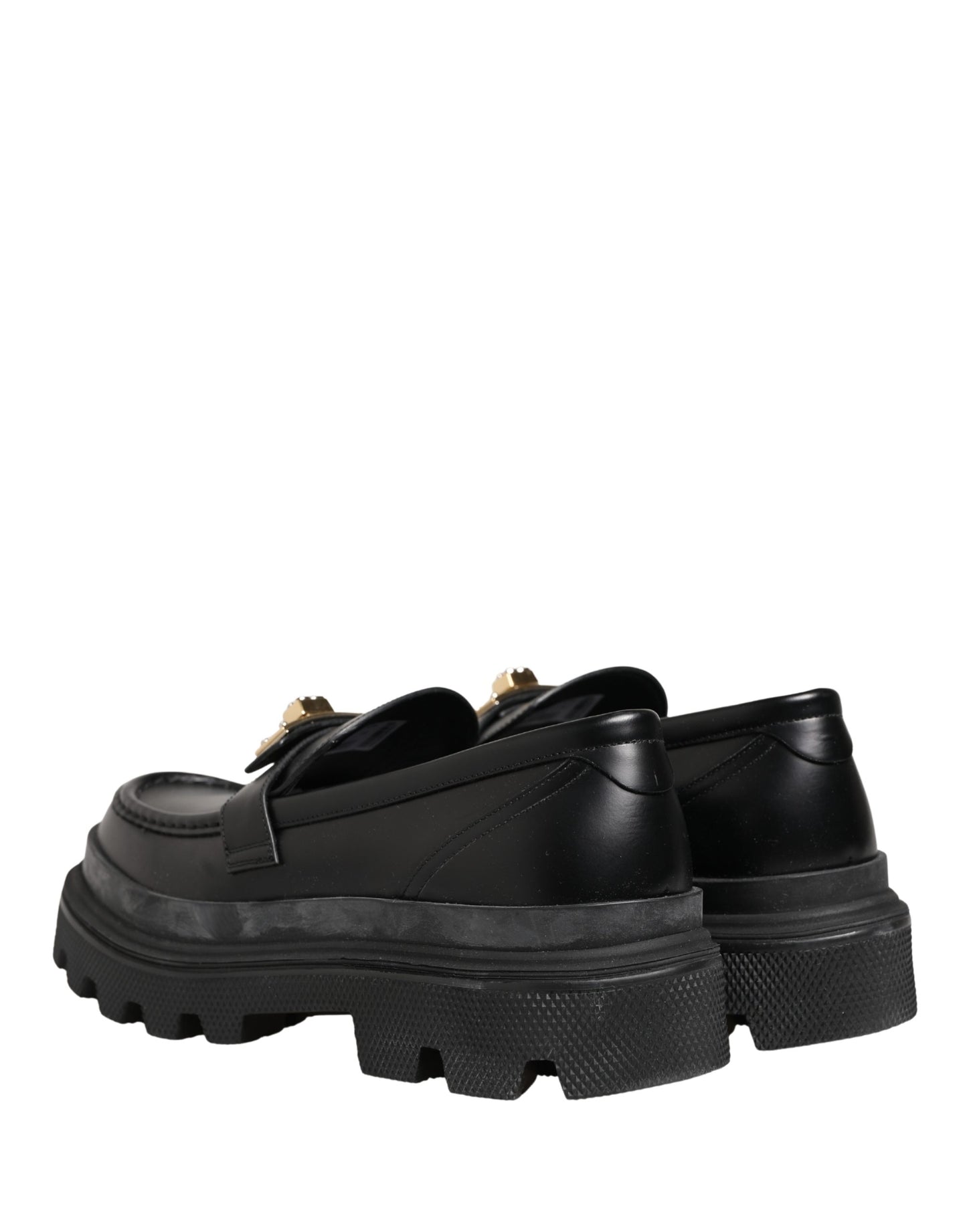 Black Chunky Sole Leather Men Loafers Shoes