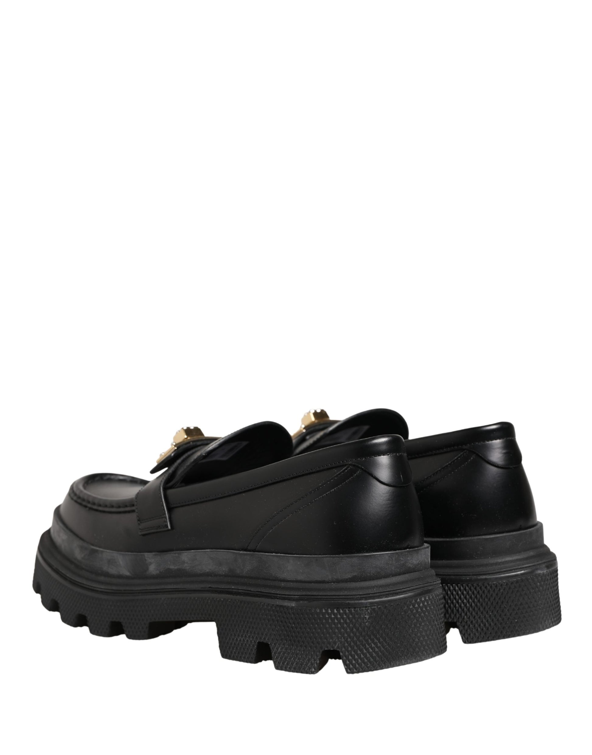 Black Chunky Sole Leather Men Loafers Shoes