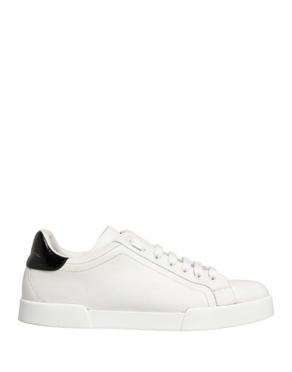 White Black Portofino Leather Sneakers Shoes