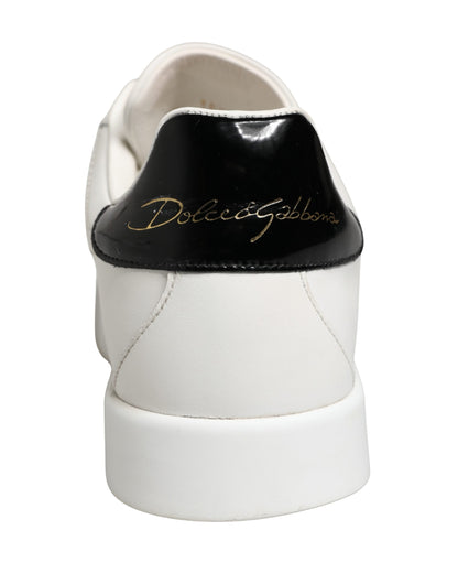 White Black Portofino Leather Sneakers Shoes